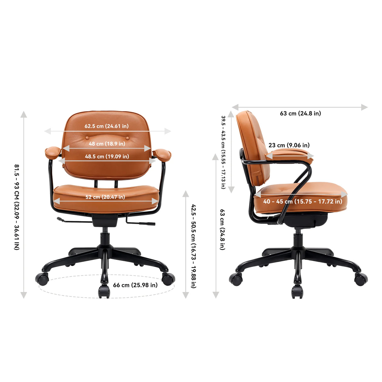 كرسي بذراعين فاخر من الجلد البني من سيهو L3D