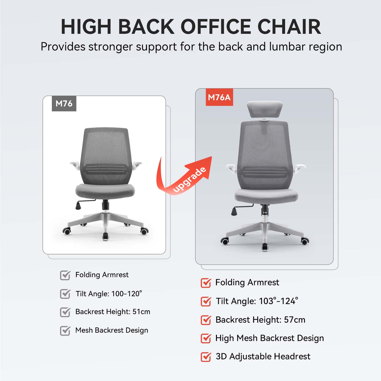كرسي مكتب مريح من سيهو M76A مع دعم للفقرات القطنية